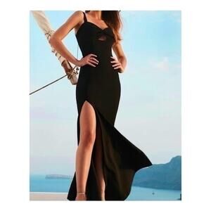 NWT Dress The Population Brooke Cut-Out Maxi‎ Gown in Black Size S